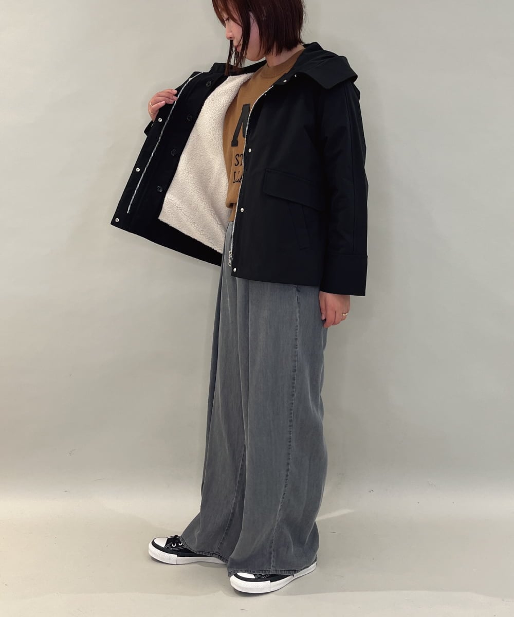 ZMLCE41170 al'aise modulation(アレーズモジュレーション) ワイドタックテンセルデニムパンツ ブラック