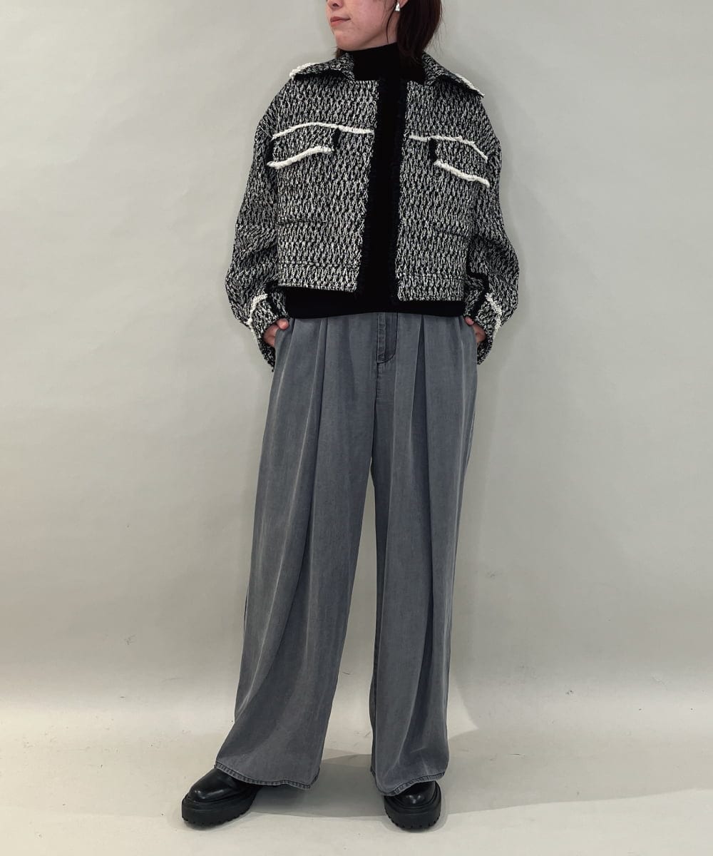 ZMLCE41170 al'aise modulation(アレーズモジュレーション) ワイドタックテンセルデニムパンツ ブラック