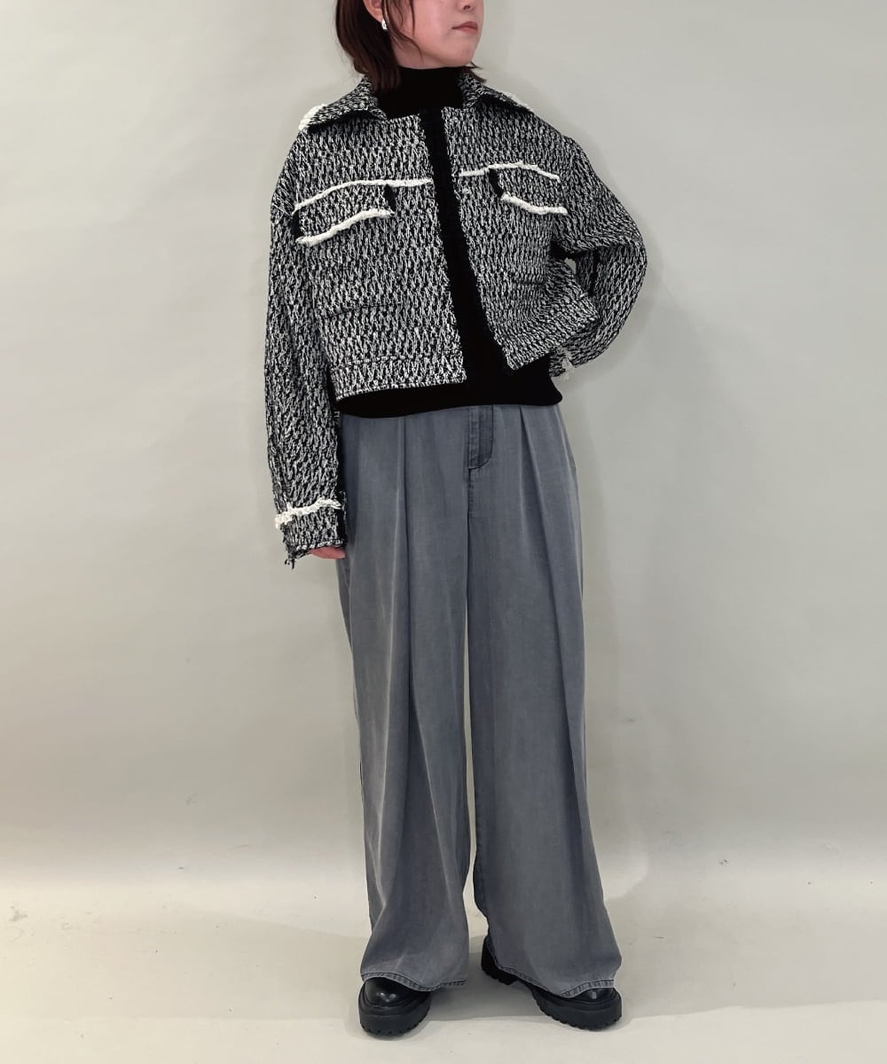 ZMLCE41170 al'aise modulation(アレーズモジュレーション) ワイドタックテンセルデニムパンツ ブラック