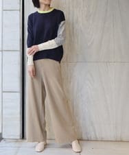 ZMLCT03148 al'aise modulation(アレーズモジュレーション) 【日本製】ウォームストレッチワイドパンツ ベージュ