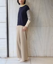 ZMLCT03148 al'aise modulation(アレーズモジュレーション) 【日本製】ウォームストレッチワイドパンツ ベージュ