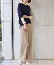 ZMLCT03148 al'aise modulation(アレーズモジュレーション) 【日本製】ウォームストレッチワイドパンツ ベージュ