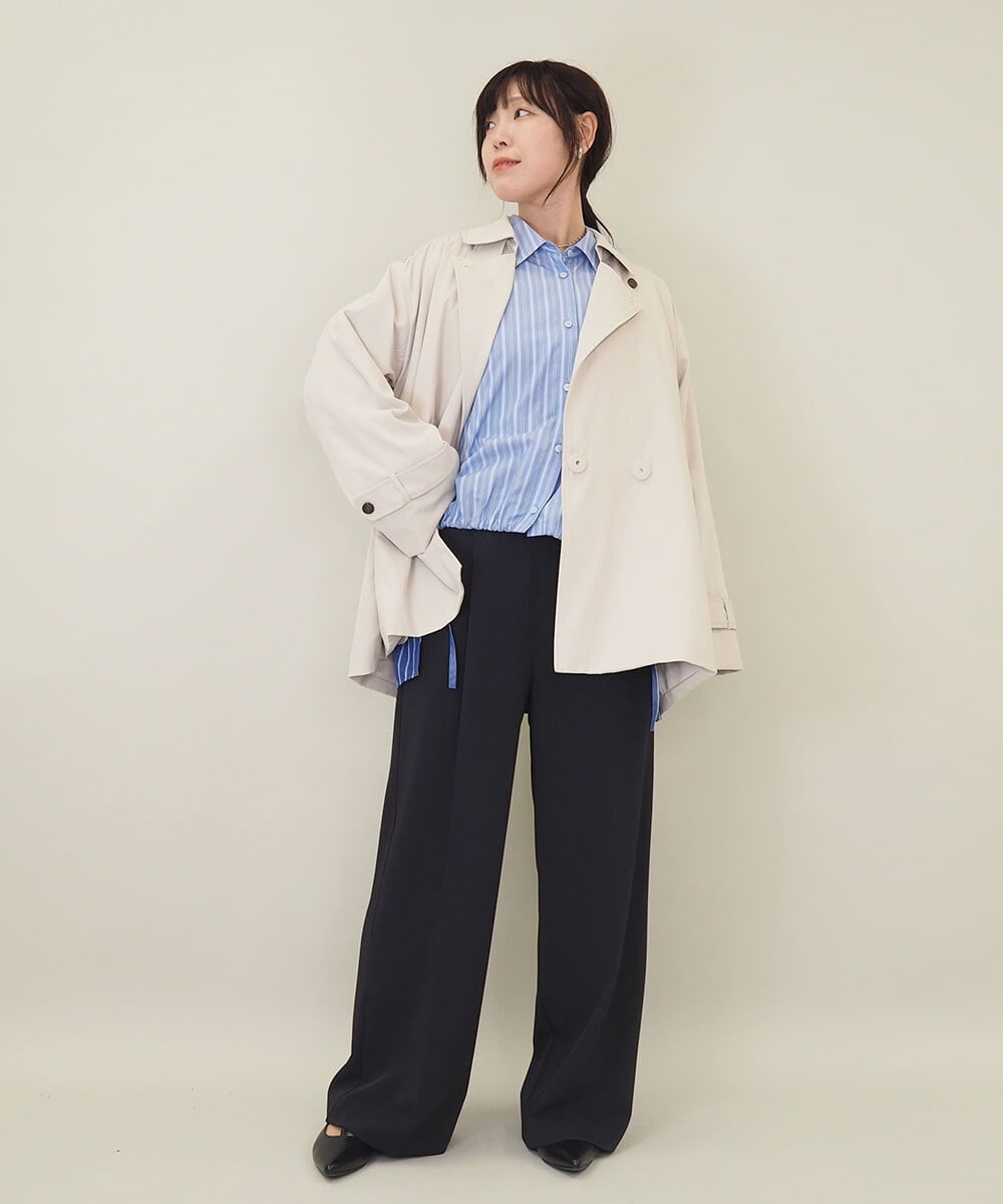 ZMLEE01105 al'aise modulation(アレーズモジュレーション) 【セットアップ対応】【洗える】フルダルワイドパンツ ネイビー