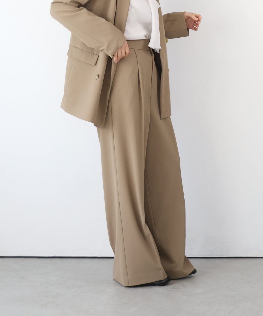 ZMLEE01105 al'aise modulation(アレーズモジュレーション) 【セットアップ対応】【洗える】フルダルワイドパンツ ベージュ