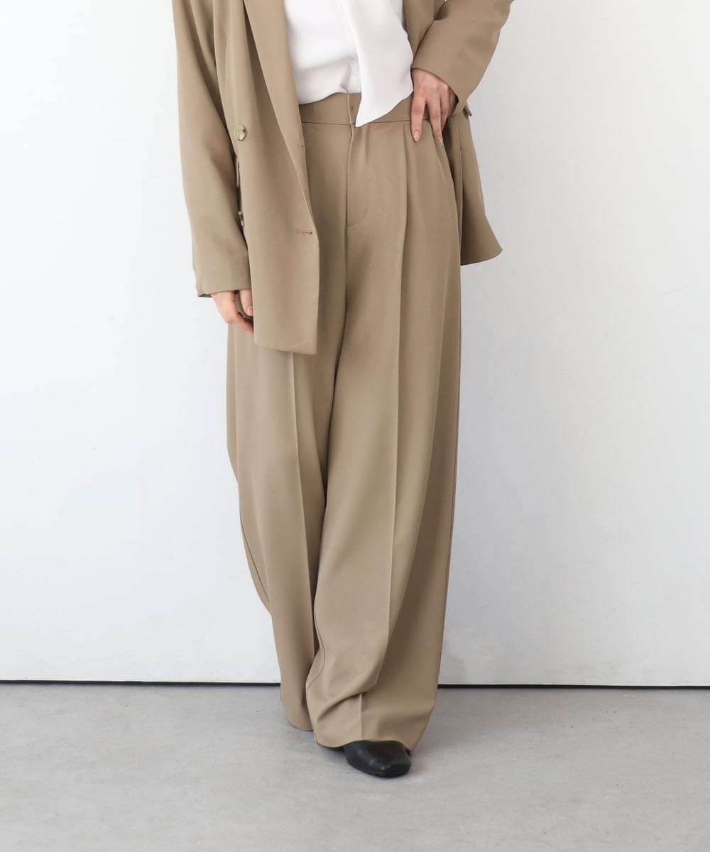ZMLEE01105 al'aise modulation(アレーズモジュレーション) 【セットアップ対応】【洗える】フルダルワイドパンツ ベージュ