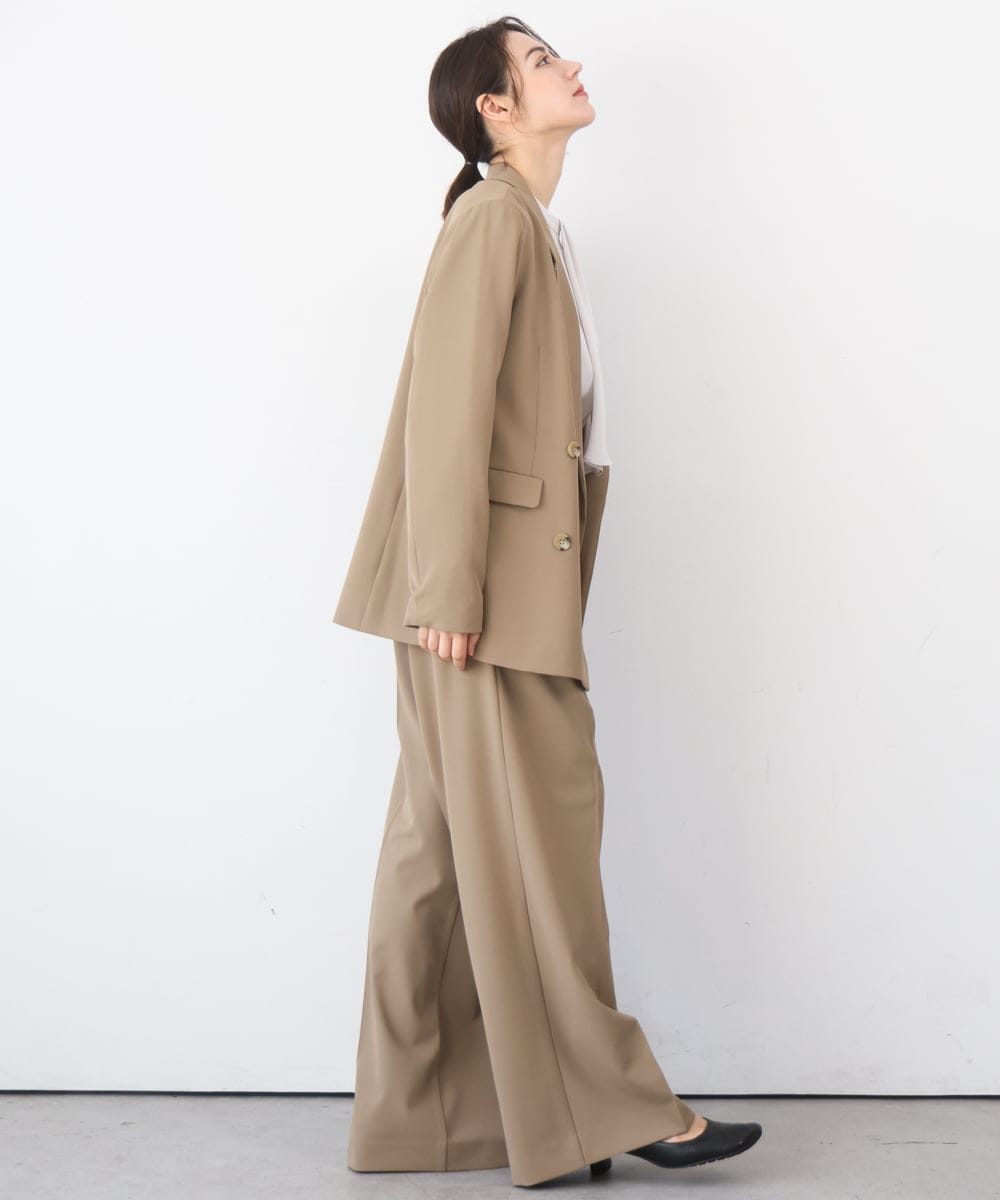 ZMLEE01105 al'aise modulation(アレーズモジュレーション) 【セットアップ対応】【洗える】フルダルワイドパンツ ベージュ