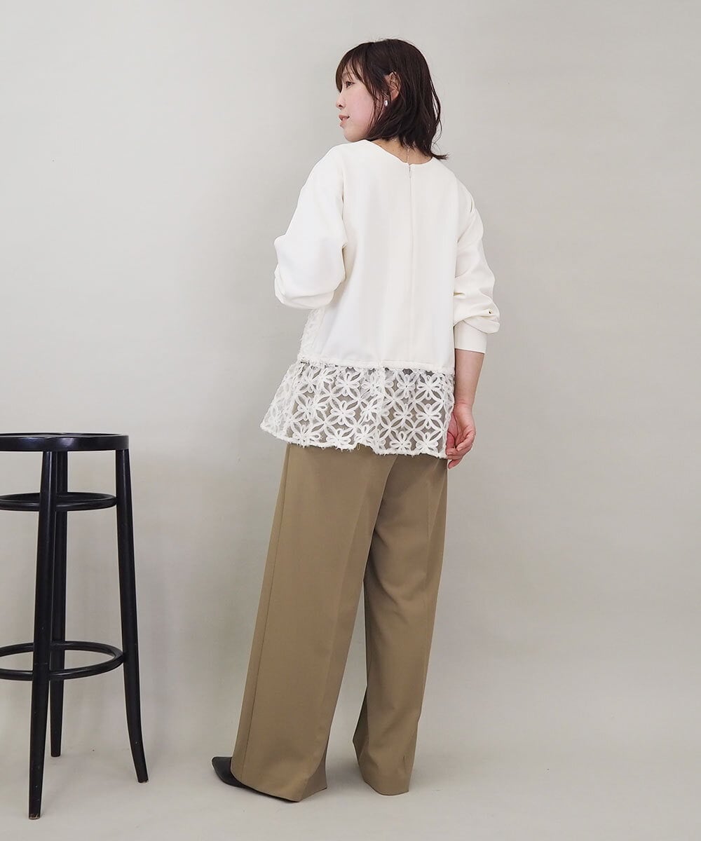 ZMLEE01105 al'aise modulation(アレーズモジュレーション) 【セットアップ対応】【洗える】フルダルワイドパンツ ベージュ