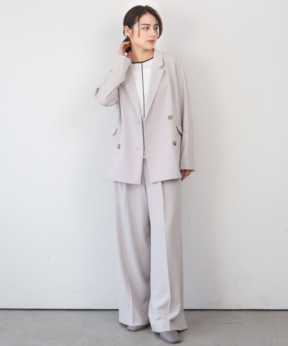 ZMLEE01105 al'aise modulation(アレーズモジュレーション) 【セットアップ対応】【洗える】フルダルワイドパンツ グレー