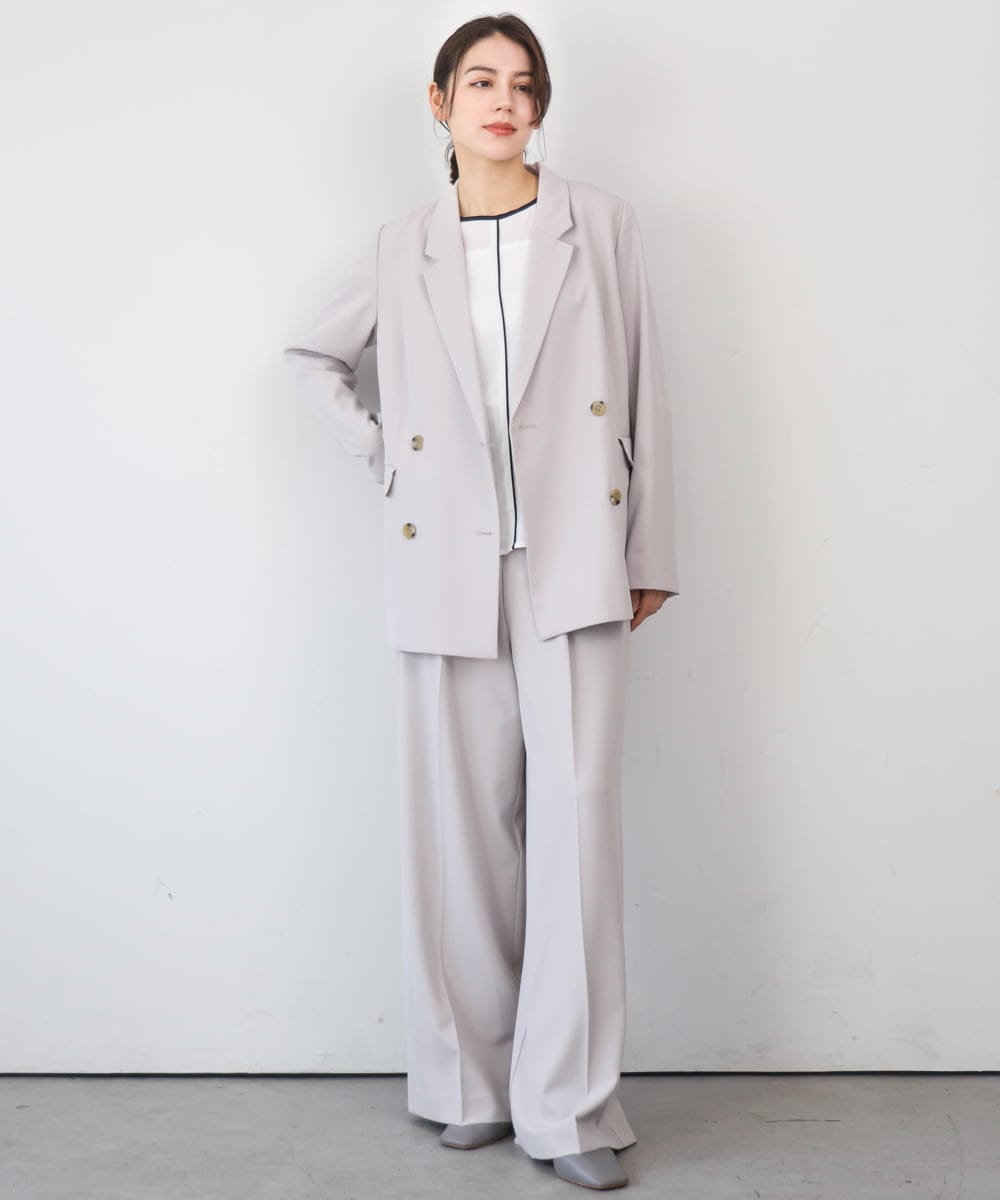 ZMLEE01105 al'aise modulation(アレーズモジュレーション) 【セットアップ対応】【洗える】フルダルワイドパンツ グレー