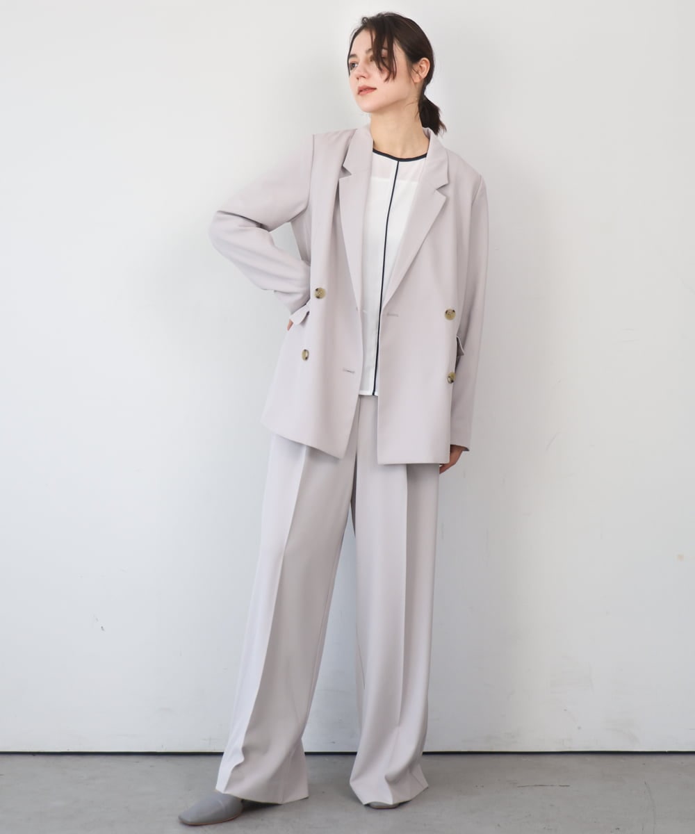 ZMLEE01105 al'aise modulation(アレーズモジュレーション) 【セットアップ対応】【洗える】フルダルワイドパンツ グレー