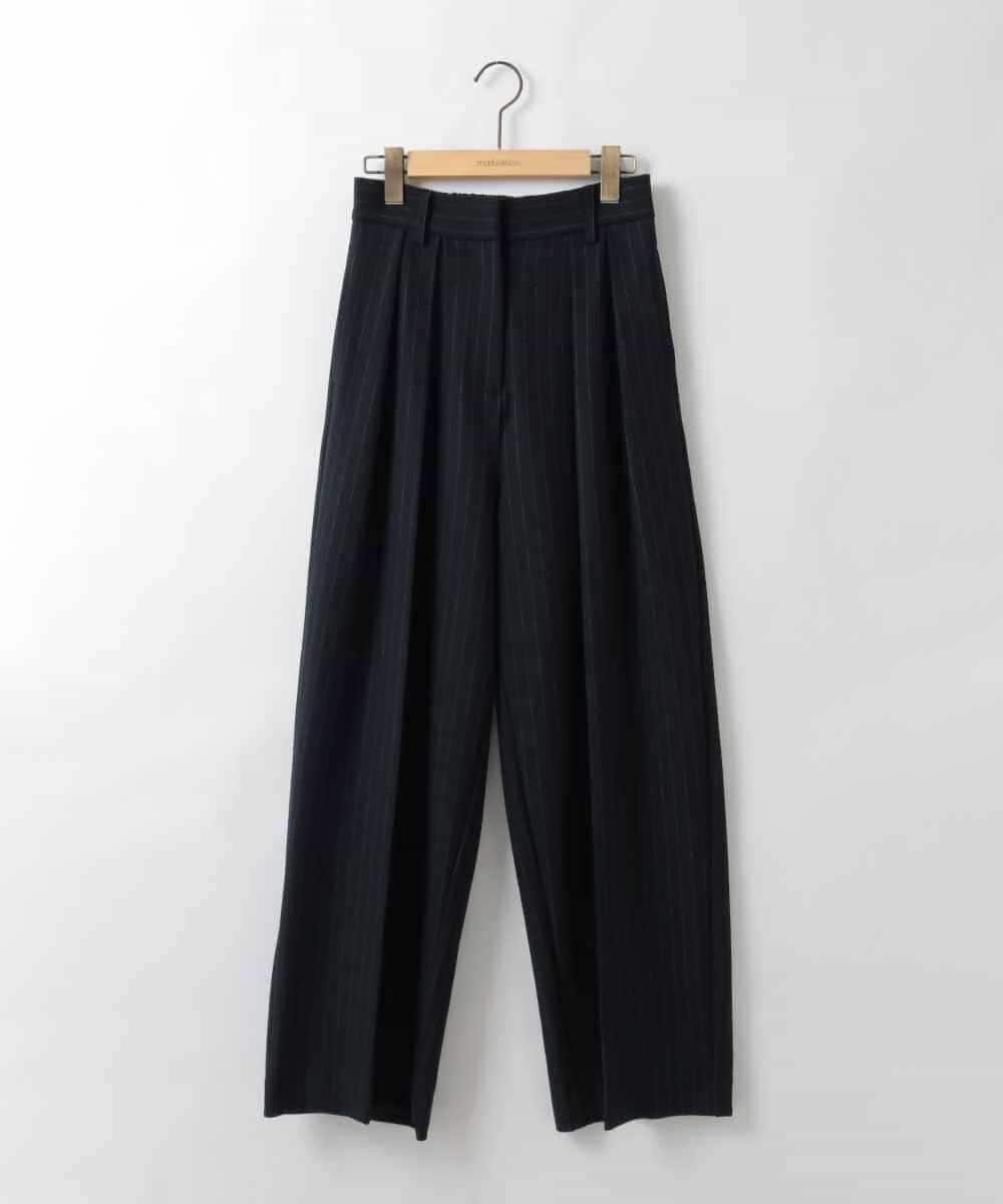 ZMLEE03168 al'aise modulation(アレーズモジュレーション) ピンストライプタックワイドパンツ ネイビー