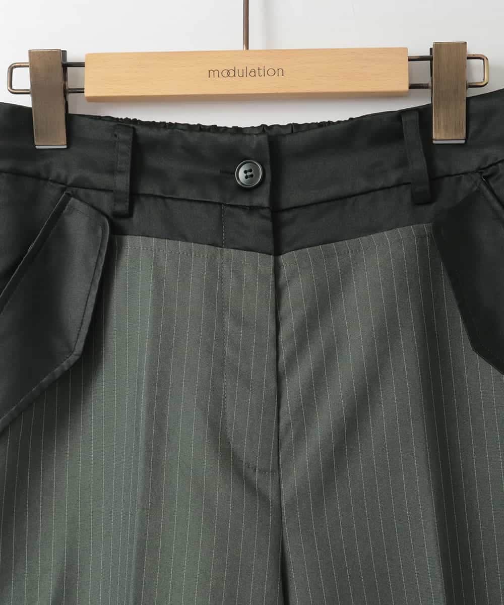 ZMLEE05160 al'aise modulation(アレーズモジュレーション) 異素材ドッキングワイドパンツ グレー