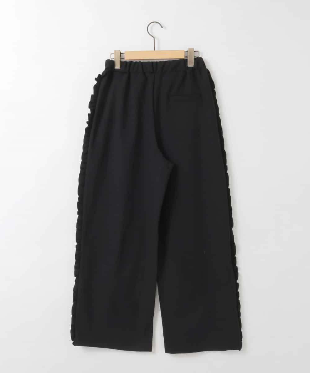 ZMLEE06099 al'aise modulation(アレーズモジュレーション) カットジョーゼットサイドラインパンツ ブラック