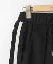 ZMLEE06099 al'aise modulation(アレーズモジュレーション) カットジョーゼットサイドラインパンツ ブラック