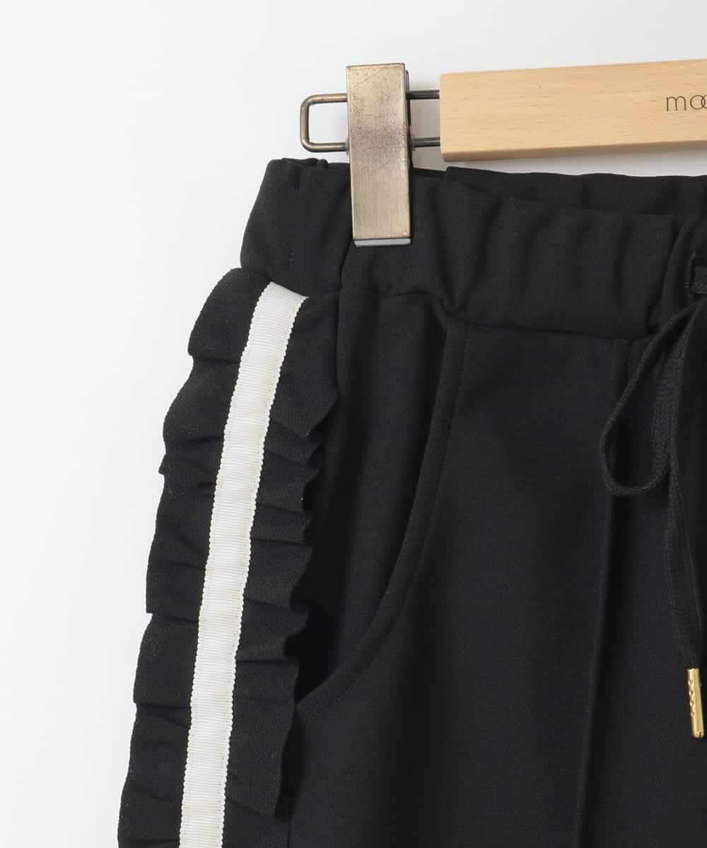 ZMLEE06099 al'aise modulation(アレーズモジュレーション) カットジョーゼットサイドラインパンツ ブラック