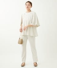 ZMLEW02099 al'aise modulation(アレーズモジュレーション) 【洗える】ジョーゼットストレートパンツ ベージュ