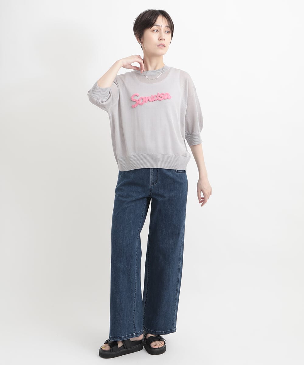 ZMLGB01150 al'aise modulation(アレーズモジュレーション) ウエストリブリラックスデニムパンツ ブルー