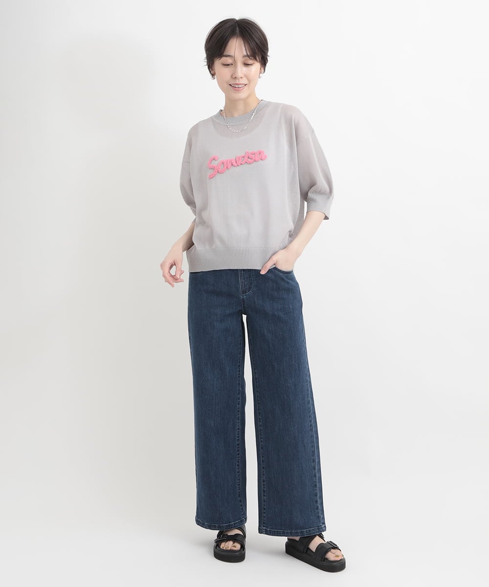 ZMLGB01150 al'aise modulation(アレーズモジュレーション) ウエストリブリラックスデニムパンツ ブルー
