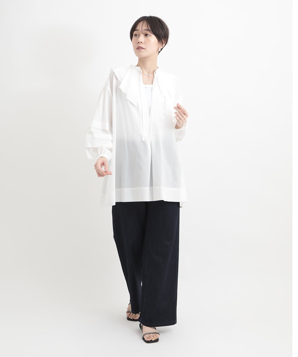 ZMLGB01150 al'aise modulation(アレーズモジュレーション) ウエストリブリラックスデニムパンツ ネイビー
