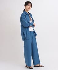 ZMLGB12140 al'aise modulation(アレーズモジュレーション) 【セットアップ対応】コットンリネンワイドパンツ ライトブルー