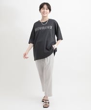 ZMLGB17090 al'aise modulation(アレーズモジュレーション) 【洗える】リネンタッチタックテーパードパンツ ライトグレー