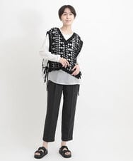 ZMLGB17090 al'aise modulation(アレーズモジュレーション) 【洗える】リネンタッチタックテーパードパンツ チャコール