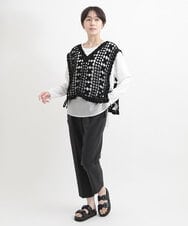 ZMLGB17090 al'aise modulation(アレーズモジュレーション) 【洗える】リネンタッチタックテーパードパンツ チャコール