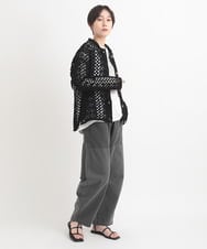 ZMLGB22145 al'aise modulation(アレーズモジュレーション) 異素材ジョイントバレルレッグパンツ ブラック