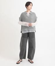 ZMLGB22145 al'aise modulation(アレーズモジュレーション) 異素材ジョイントバレルレッグパンツ ブラック