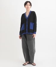 ZMLGB22145 al'aise modulation(アレーズモジュレーション) 異素材ジョイントバレルレッグパンツ ブラック