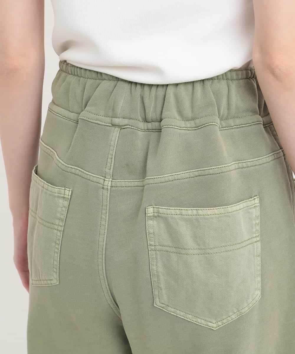 ZMLGB22145 al'aise modulation(アレーズモジュレーション) 異素材ジョイントバレルレッグパンツ グリーン