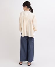 ZMLGB23149 al'aise modulation(アレーズモジュレーション) ハイストレッチタックワイドパンツ ネイビー