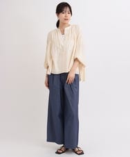 ZMLGB23149 al'aise modulation(アレーズモジュレーション) ハイストレッチタックワイドパンツ ネイビー