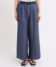 ZMLGB23149 al'aise modulation(アレーズモジュレーション) ハイストレッチタックワイドパンツ ネイビー