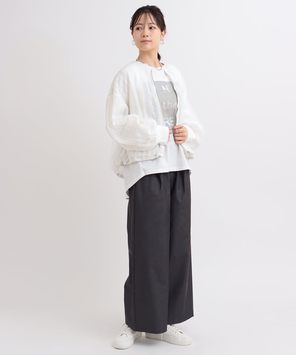 ZMLGB23149 al'aise modulation(アレーズモジュレーション) ハイストレッチタックワイドパンツ ブラック