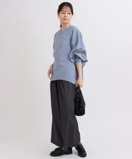 ZMLGB23149 al'aise modulation(アレーズモジュレーション) ハイストレッチタックワイドパンツ ブラック