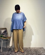 ZMLGB25105 al'aise modulation(アレーズモジュレーション) 【洗える】ナイロンイージーワイドパンツ ベージュ