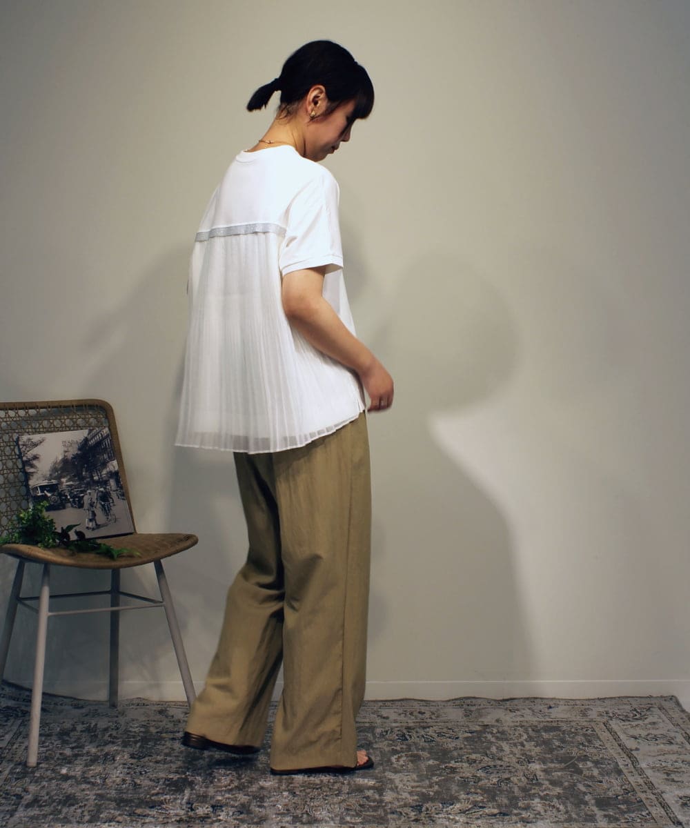 ZMLGB25105 al'aise modulation(アレーズモジュレーション) 【洗える】ナイロンイージーワイドパンツ ベージュ