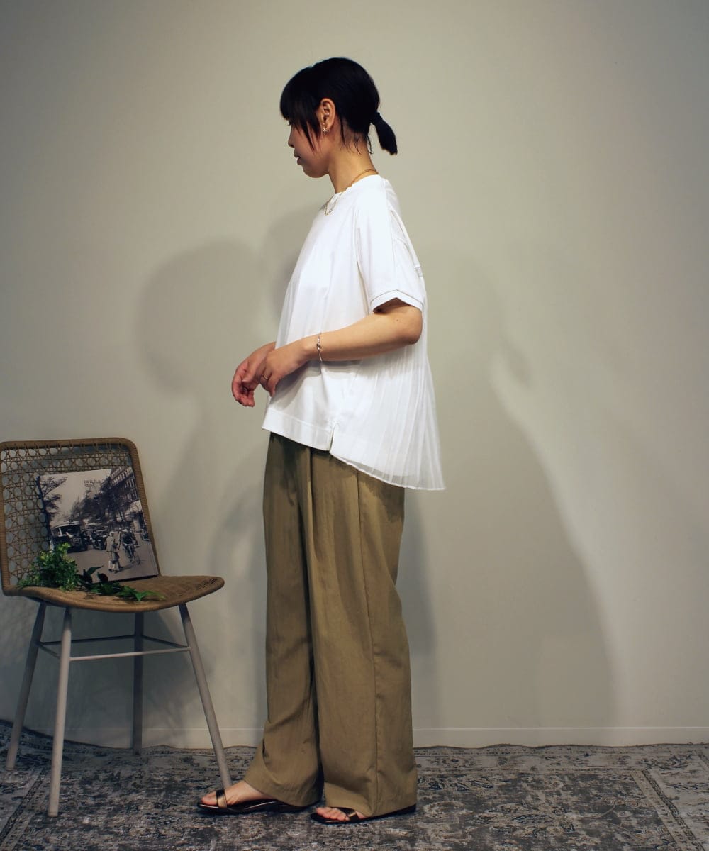 ZMLGB25105 al'aise modulation(アレーズモジュレーション) 【洗える】ナイロンイージーワイドパンツ ベージュ