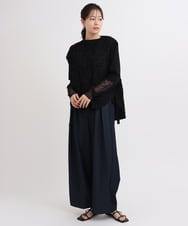 ZMLGB37148 al'aise modulation(アレーズモジュレーション) デニムライクタックワイドパンツ ネイビー