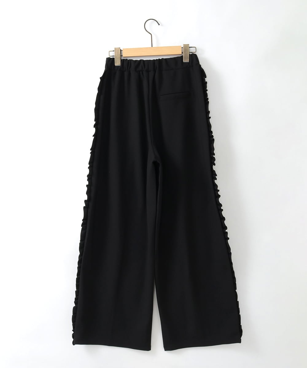 ZMLGE06099 al'aise modulation(アレーズモジュレーション) 配色ラインフリルイージーパンツ ブラック
