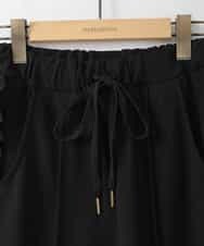 ZMLGE06099 al'aise modulation(アレーズモジュレーション) 配色ラインフリルイージーパンツ ブラック