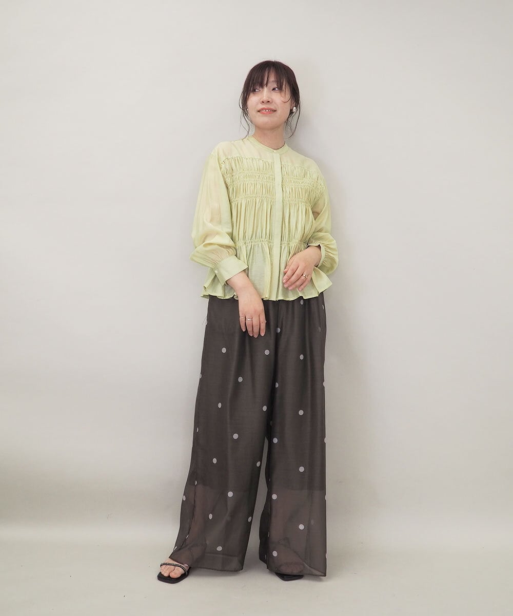 ZMLGE10160 al'aise modulation(アレーズモジュレーション) シアードットワイドパンツ カーキ