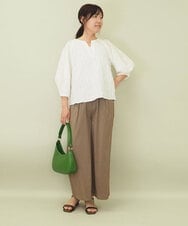 ZMLGE11160 al'aise modulation(アレーズモジュレーション) リネンブレンドストレッチワイドパンツ ベージュ