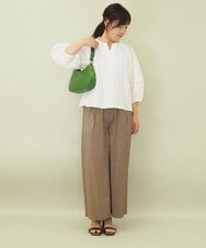 ZMLGE11160 al'aise modulation(アレーズモジュレーション) リネンブレンドストレッチワイドパンツ ベージュ