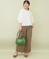 ZMLGE11160 al'aise modulation(アレーズモジュレーション) リネンブレンドストレッチワイドパンツ ベージュ