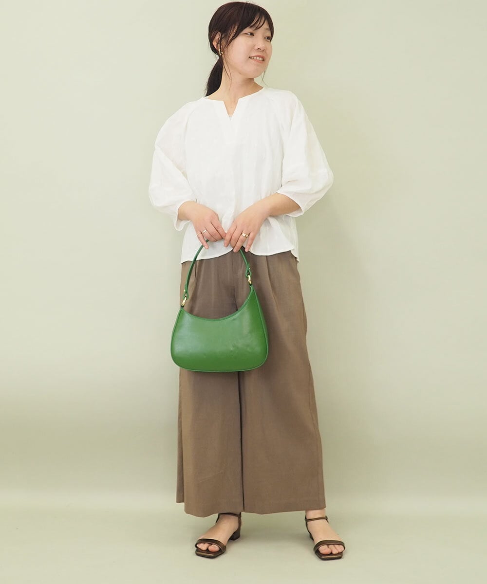 ZMLGE11160 al'aise modulation(アレーズモジュレーション) リネンブレンドストレッチワイドパンツ ベージュ