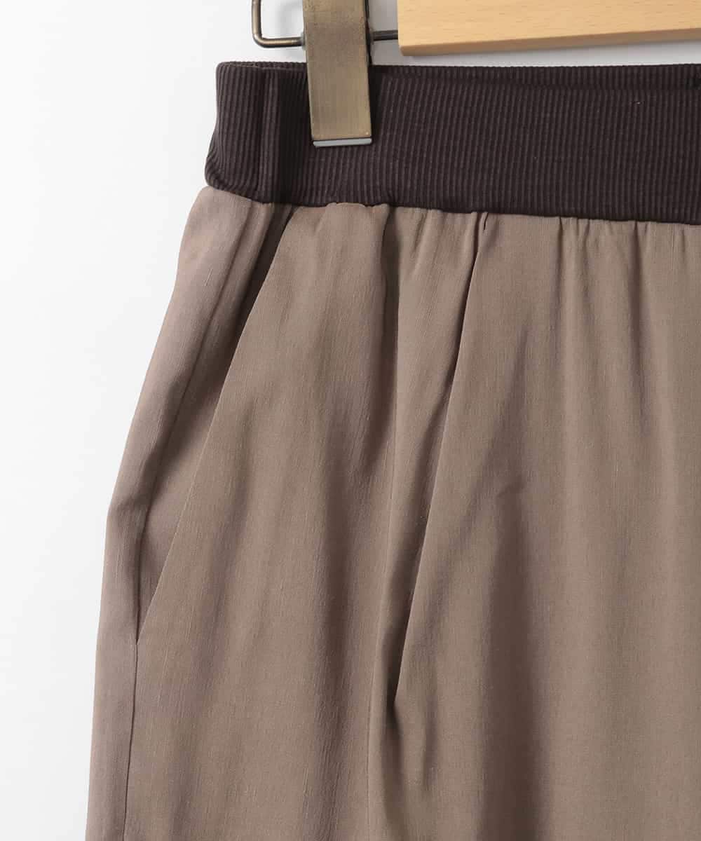 ZMLGE11160 al'aise modulation(アレーズモジュレーション) リネンブレンドストレッチワイドパンツ ベージュ