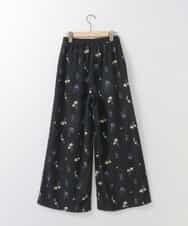 ZMLGE12110 al'aise modulation(アレーズモジュレーション) ドローイングフラワーイージーワイドパンツ ブラック