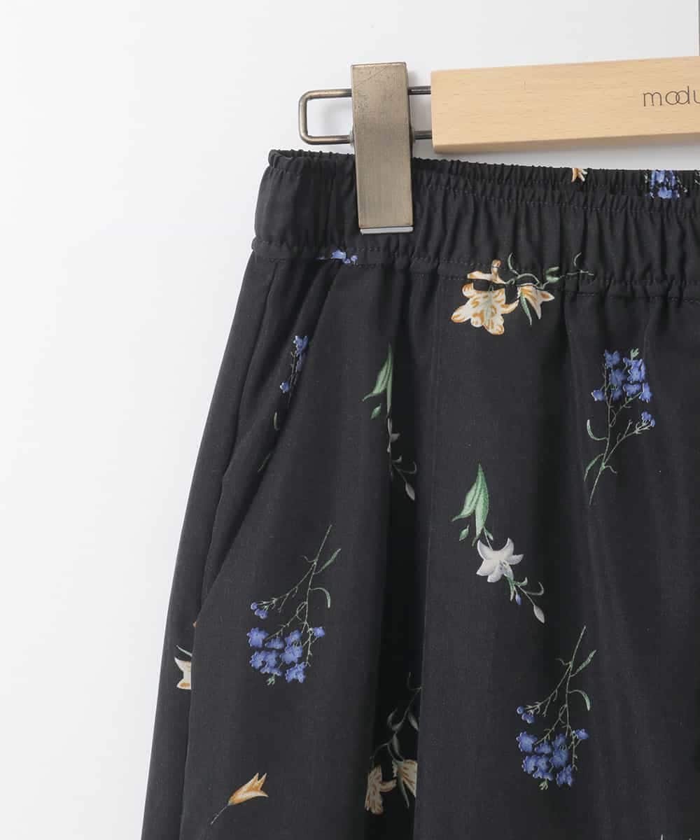 ZMLGE12110 al'aise modulation(アレーズモジュレーション) ドローイングフラワーイージーワイドパンツ ブラック